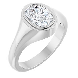 18K White Gold 8.5x6.5 mm Elongated Cushion Bezel-Set Ring Mounting