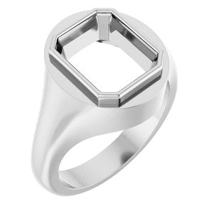 14K X1 White Gold 11x9 mm Emerald Bezel-Set Ring Mounting – image 2