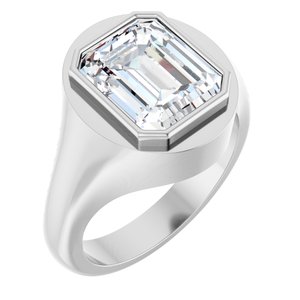 14K X1 White Gold 11x9 mm Emerald Bezel-Set Ring Mounting