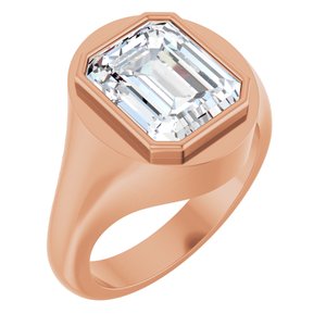 14K Rose Gold 11x9 mm Emerald Bezel-Set Ring Mounting