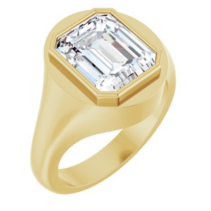 14K Yellow Gold 11x9 mm Emerald Bezel-Set Ring Mounting