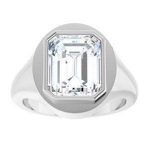 14K X1 White Gold 11x9 mm Emerald Bezel-Set Ring Mounting – image 5