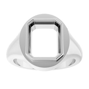 14K X1 White Gold 11x9 mm Emerald Bezel-Set Ring Mounting – image 6