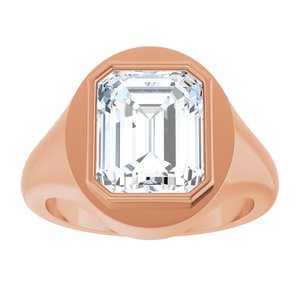 14K Rose Gold 11x9 mm Emerald Bezel-Set Ring Mounting – image 5