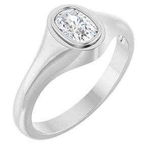 14K X1 White Gold 6.5x4.5 mm Elongated Cushion Bezel-Set Ring Mounting