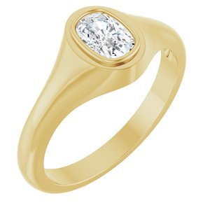 14K Yellow Gold 6.5x4.5 mm Elongated Cushion Bezel-Set Ring Mounting