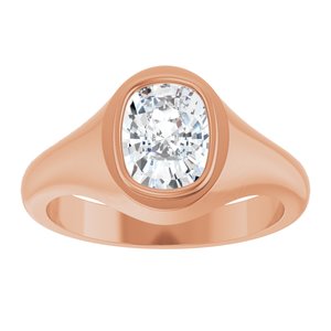 10K Rose Gold 8.5x6.5 mm Elongated Cushion Bezel-Set Ring Mounting – image 5