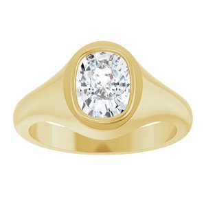 10K Yellow Gold 8.5x6.5 mm Elongated Cushion Bezel-Set Ring Mounting – image 5