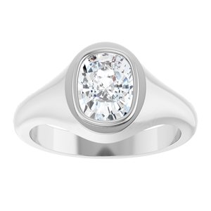 18K White Gold 8.5x6.5 mm Elongated Cushion Bezel-Set Ring Mounting – image 5