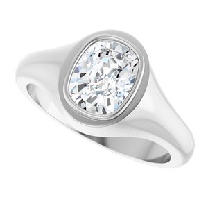 10K White Gold 8.5x6.5 mm Elongated Cushion Bezel-Set Ring Mounting – image 8