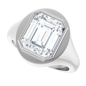 14K X1 White Gold 11x9 mm Emerald Bezel-Set Ring Mounting – image 8