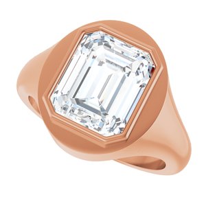14K Rose Gold 11x9 mm Emerald Bezel-Set Ring Mounting – image 8