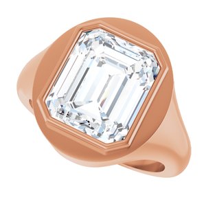 10K Rose Gold 12x10 mm Emerald Bezel-Set Ring Mounting – image 8