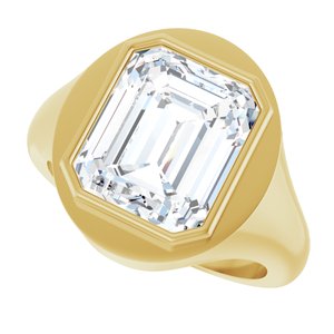 18K Yellow Gold 12x10 mm Emerald Bezel-Set Ring Mounting – image 8