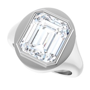 14K White Gold 12x10 mm Emerald Bezel-Set Ring Mounting – image 8