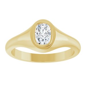 14K Yellow Gold 6.5x4.5 mm Elongated Cushion Bezel-Set Ring Mounting – image 5
