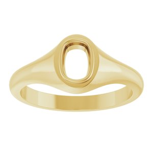18K Yellow Gold 6.5x4.5 mm Elongated Cushion Bezel-Set Ring Mounting – image 6