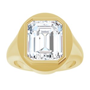 18K Yellow Gold 12x10 mm Emerald Bezel-Set Ring Mounting – image 5