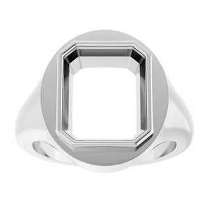 18K White Gold 12x10 mm Emerald Bezel-Set Ring Mounting – image 6