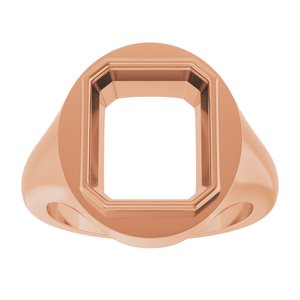 14K Rose Gold 12x10 mm Emerald Bezel-Set Ring Mounting – image 6
