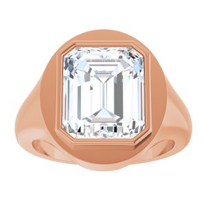 18K Rose Gold 12x10 mm Emerald Bezel-Set Ring Mounting – image 5