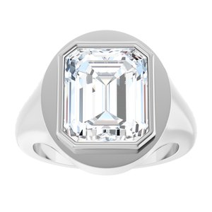 Platinum 12x10 mm Emerald Bezel-Set Ring Mounting – image 5
