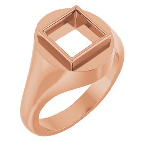14K Rose Gold 7.5x7.5 mm Square Bezel-Set Ring Mounting – image 2