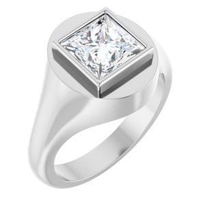 10K White Gold 7.5x7.5 mm Square Bezel-Set Ring Mounting