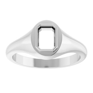 14K White Gold 6.5x4.5 mm Emerald Bezel-Set Ring Mounting – image 6