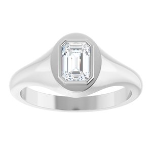 14K X1 White Gold 6.5x4.5 mm Emerald Bezel-Set Ring Mounting – image 5