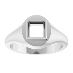 14K X1 White Gold 5.5x5.5 mm Square Bezel-Set Ring Mounting – image 6