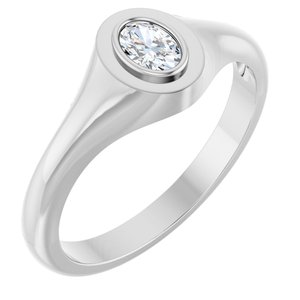 14K X1 White Gold 5x3.5 mm Oval Bezel-Set Ring Mounting