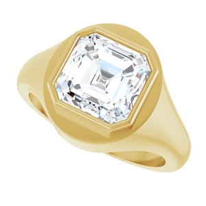 10K Yellow Gold 9x9 mm Asscher Bezel-Set Ring Mounting – image 8