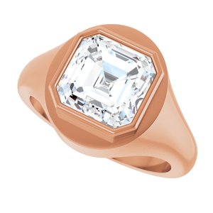 18K Rose Gold 9x9 mm Asscher Bezel-Set Ring Mounting – image 8