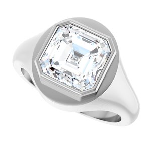 18K White Gold 9x9 mm Asscher Bezel-Set Ring Mounting – image 8