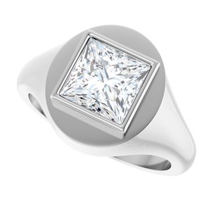 14K X1 White Gold 7.5x7.5 mm Square Bezel-Set Ring Mounting – image 8
