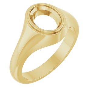 18K Yellow Gold 9x7 mm Oval Bezel-Set Ring Mounting – image 2