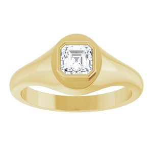 18K Yellow Gold 5x5 mm Asscher Bezel-Set Ring Mounting – image 5