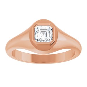 14K Rose Gold 5x5 mm Asscher Bezel-Set Ring Mounting – image 5