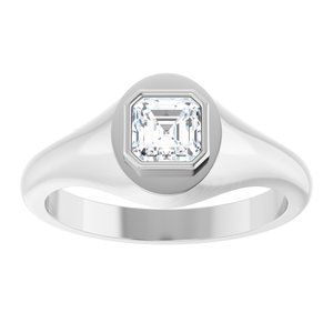 14K White Gold 5x5 mm Asscher Bezel-Set Ring Mounting – image 5