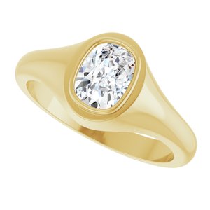 10K Yellow Gold 7.5x5.5 mm Elongated Cushion Bezel-Set Ring Mounting – image 8