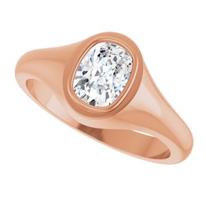 14K Rose Gold 7.5x5.5 mm Elongated Cushion Bezel-Set Ring Mounting – image 8