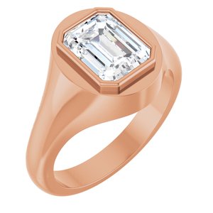 10K Rose Gold 9x7 mm Emerald Bezel-Set Ring Mounting