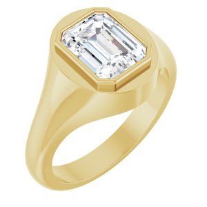 14K Yellow Gold 9x7 mm Emerald Bezel-Set Ring Mounting