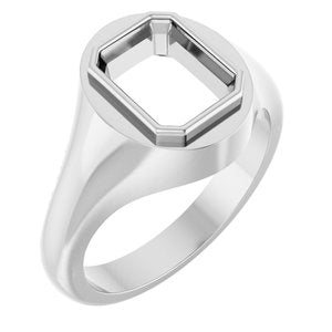 14K White Gold 9x7 mm Emerald Bezel-Set Ring Mounting – image 2