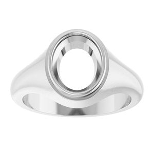 14K X1 White Gold 10x8 mm Oval Bezel-Set Ring Mounting – image 6