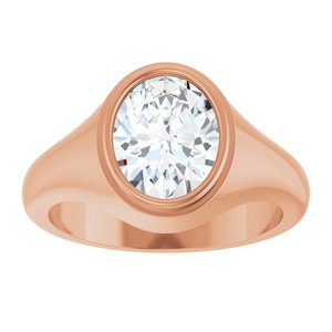 18K Rose Gold 10x8 mm Oval Bezel-Set Ring Mounting – image 5