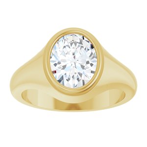 10K Yellow Gold 10x8 mm Oval Bezel-Set Ring Mounting – image 5