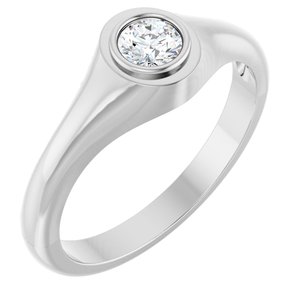14K X1 White Gold 4.4 mm Round Bezel-Set Ring Mounting