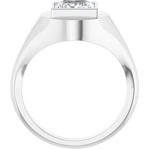 14K White Gold 7.5x7.5 mm Square Bezel-Set Ring Mounting – image 3